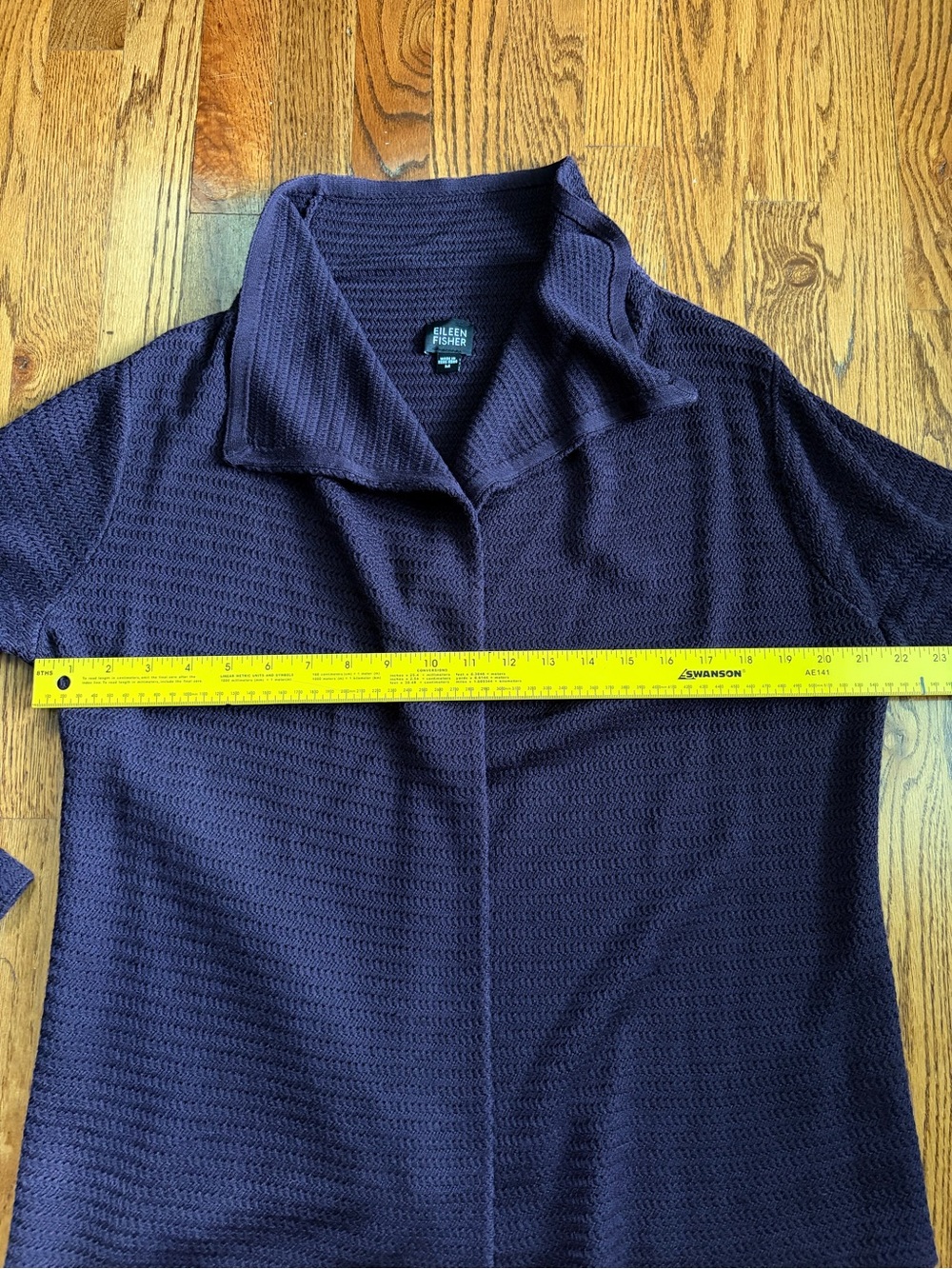 Eileen Fisher 100% Silk Textured Draped Cardigan | Eggplant Purple | Size M - Picture 7 of 8